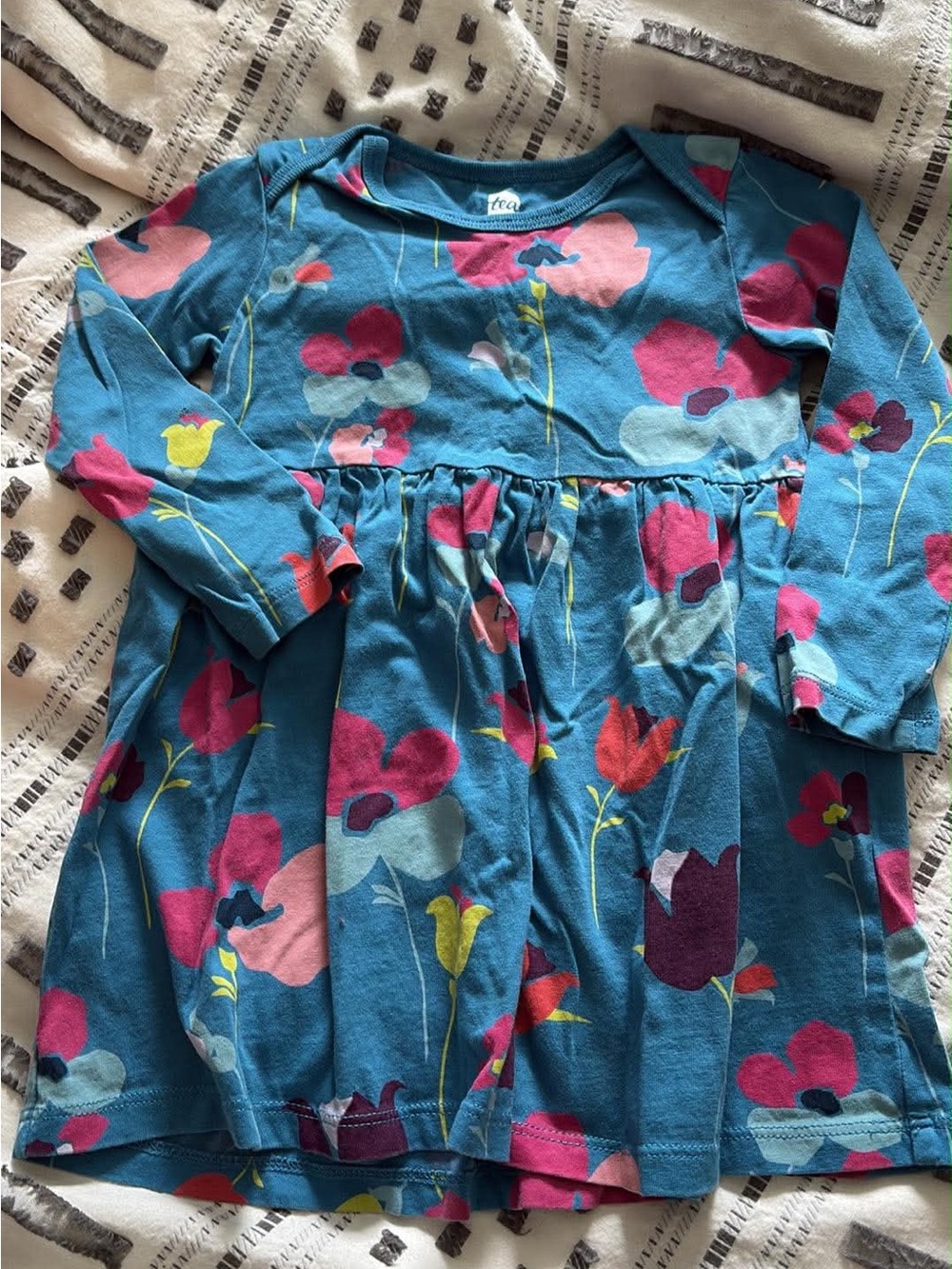 Tea Collection NWOT Tulip Floral Blue dress 12-18m.